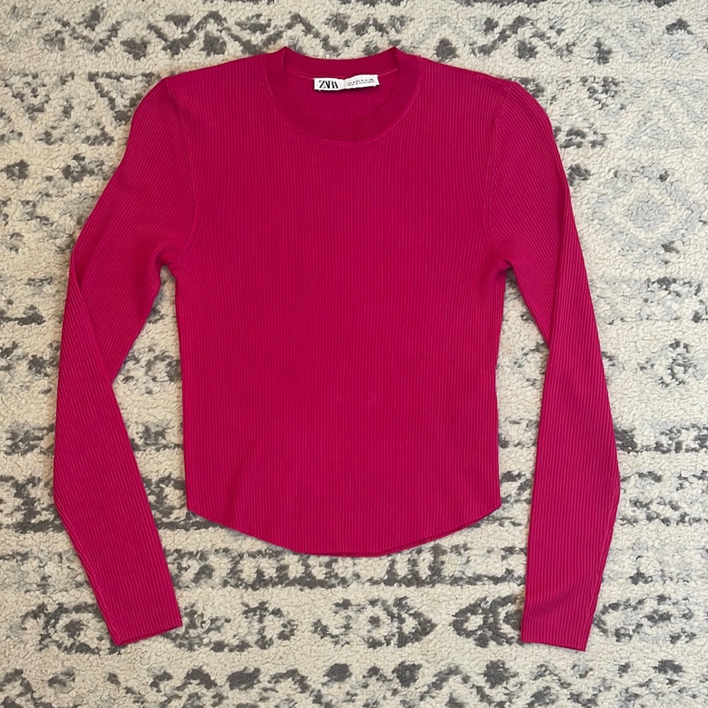 Zara Pink Ribbed Top